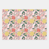 Joy Botanical Floral Festive Garden Pattern roze Inpakpapier Vel (Voorkant)