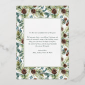 JOY Botanische Pine Krans Foto Collage Kerstmis Folie Feestdagenkaart (Achterkant)