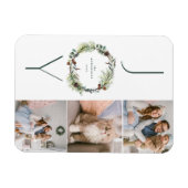 JOY Botanische Pine Krans Foto Collage Kerstmis Magneet (Horizontaal)