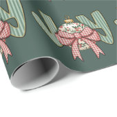 Joy Bow en Ornament Preppy Kerstvakantie Cadeaupapier (Rol Hoek)