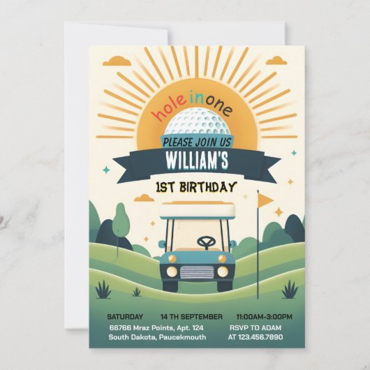 Joy Boy Leuk Golf Gat In Een Eerste 1e Verjaardag Kaart (Voorkant)