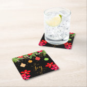 Joy Bright Kerstmis Baubles Ornaments and Flowers Kartonnen Onderzetters (Insitu)