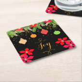 Joy Bright Kerstmis Baubles Ornaments and Flowers Kartonnen Onderzetters (Schuin)