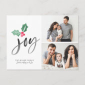 Joy Brush Script Holiday | 2-kerstfoto Aankondigingskaart (Voorkant)