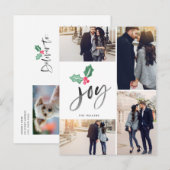 Joy Brush Script Holiday | 4-kerstfoto Aankondigingskaart (Voorkant / Achterkant)