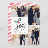 Joy Brush Script Holiday | 4-kerstfotokaart (Voorkant / Achterkant)