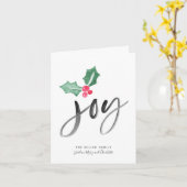 Joy Brush Script Holiday | Gevouwen kerstkaart Kaart (Gele Bloem)