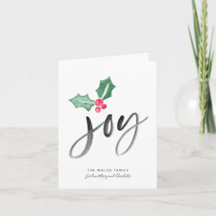 Joy Brush Script Holiday   Gevouwen kerstkaart Kaart