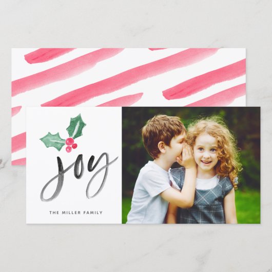 Joy Brush Script Holiday | Kerstfotokaart (Voorkant / Achterkant)