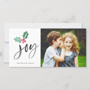 Joy Brush Script Holiday   Kerstfotokaart