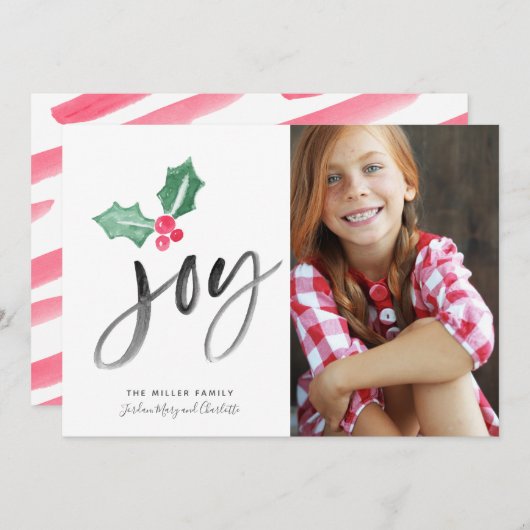 Joy Brush Script Holiday | Kerstfotokaart (Voorkant / Achterkant)