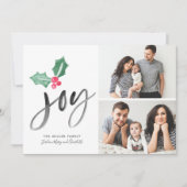 Joy Brush Script Holiday | Kerstfotokaart met 2-ke (Voorkant)
