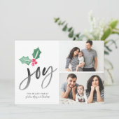 Joy Brush Script Holiday | Kerstfotokaart met 2-ke (Staand voorkant)