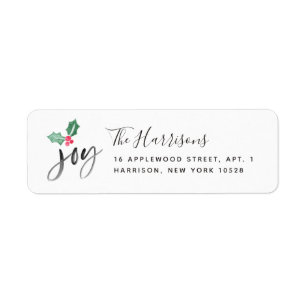 Joy Brush Script Holiday   Kerstmis Etiket