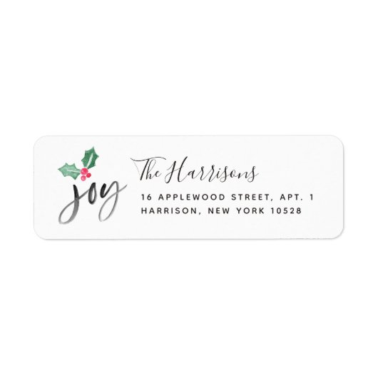 Joy Brush Script Holiday | Kerstmis Etiket (Voorkant)