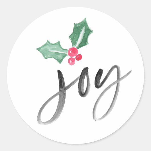 Joy Brush Script Vakantie | Kerstmis Ronde Sticker (Voorkant)