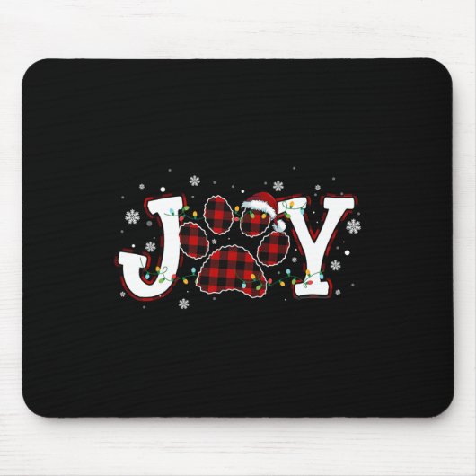 Joy Buffalo Red Pset Dog Paw Print Kerstorna Muismat (Voorkant)