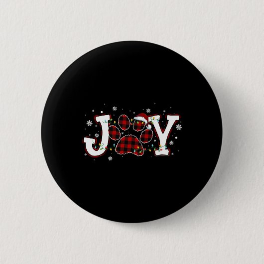 Joy Buffalo Red Pset Dog Paw Print Kerstorna Ronde Button 5,7 Cm (Voorkant)