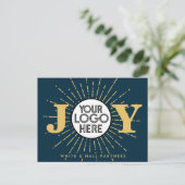 Joy Business Logo Kerstvakantie Sneeuwvlok Briefkaart (Staand voorkant)
