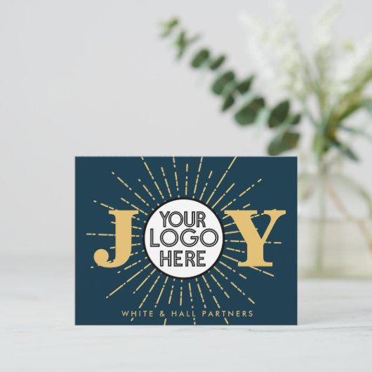 Joy Business Logo Kerstvakantie Sneeuwvlok Briefkaart (Staand voorkant)