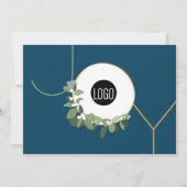 Joy Business Logo Prettige feestdagen Blue Custom Feestdagenkaart (Voorkant)