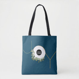 Joy Business Logo Prettige feestdagen Blue Custom Tote Bag