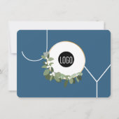 Joy Business Logo Prettige feestdagen Dusty Blue Feestdagenkaart (Voorkant)