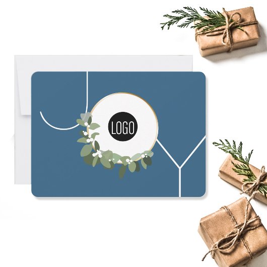Joy Business Logo Prettige feestdagen Dusty Blue Feestdagenkaart