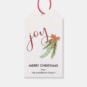 Joy Calligrafie I Waterverf Kerstmis Groenen Cadeaulabel