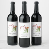 Joy Calligrafie I Waterverf Kerstmis Groenen Wijn Etiket (Flessen)
