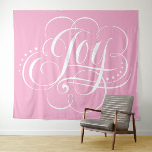 JOY Calligrafie Lettering Kalm Gelukkig Roze Wandkleed