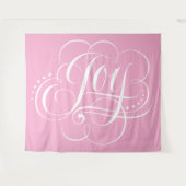 JOY Calligraphy Lettering Calm Happy Pink Wandkleed (Voorkant (horizontaal))