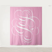 JOY Calligraphy Lettering Calm Happy Pink Wandkleed (Voorkant)
