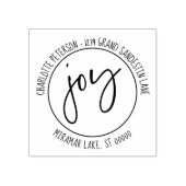 Joy Calligraphy Round Moderne Return Address Rubberstempel (Afrduk)