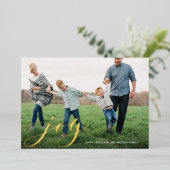 Joy Calligraphy Script Photo Folie Feestdagenkaart (Staand Voorkant)