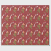 Joy Calligraphy Waterverf kerstgroen Cadeaupapier (Vlak)