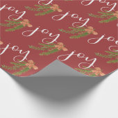 Joy Calligraphy Waterverf kerstgroen Cadeaupapier (Hoek)