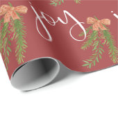 Joy Calligraphy Waterverf kerstgroen Cadeaupapier (Rol Hoek)