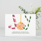 Joy Candy Cane Foto op persoonlijke kerstmis Feestdagenkaart (Staand voorkant)