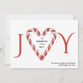 Joy Candy Cane Hart & Sterren Minimalistische Kers Feestdagenkaart (Voorkant)