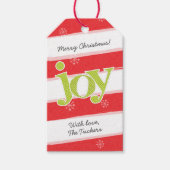 JOY Candy Cane Stripes met kerstrood groen Cadeaulabel (Voorkant)