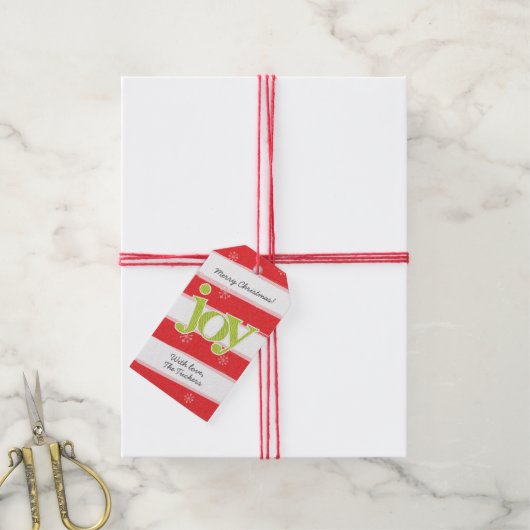 JOY Candy Cane Stripes met kerstrood groen Cadeaulabel (Met Touw)