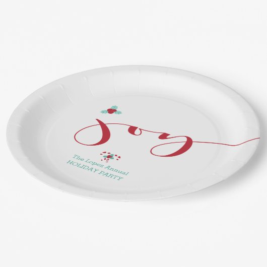 Joy! Candy Canes en Holly Papieren Bordje (Gekanteld)