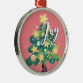 Joy Carton kerstboom Roze metalen Ornament (Rechts)