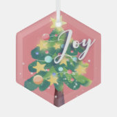 Joy Carton kerstboom Roze Ornament van glas (Voorkant)