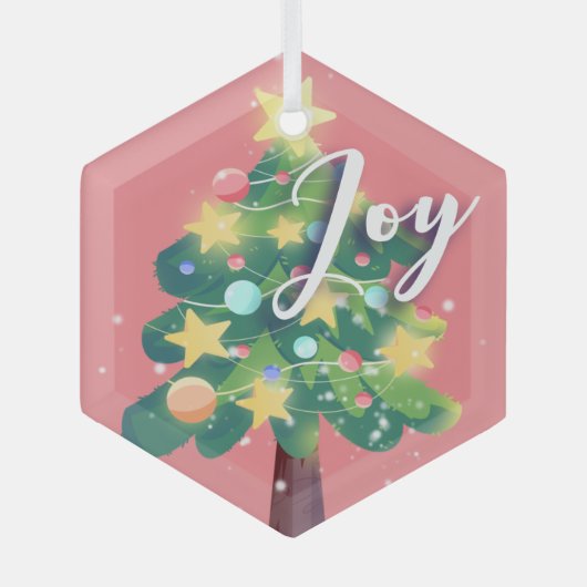 Joy Carton kerstboom Roze Ornament van glas (Voorkant)