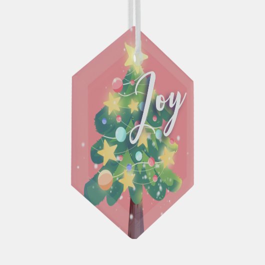 Joy Carton kerstboom Roze Ornament van glas (Voorkant Rechts)