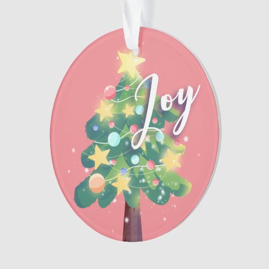 Joy Carton kerstboom Roze versiering Ornament (voorkant)