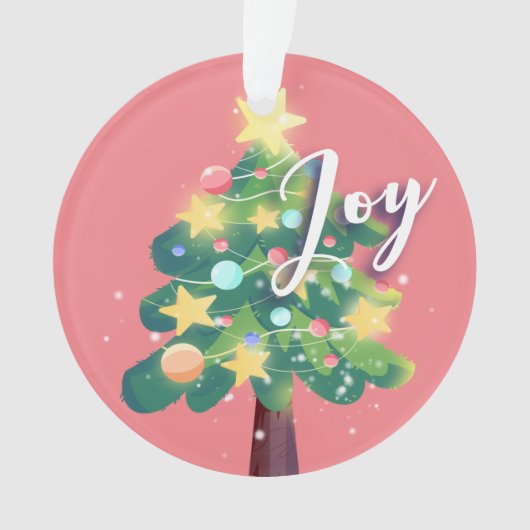 Joy Carton kerstboom Roze versiering Ornament (voorkant)