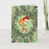 Joy Cat Feestdagen met roze rood Kaart (Voorkant)